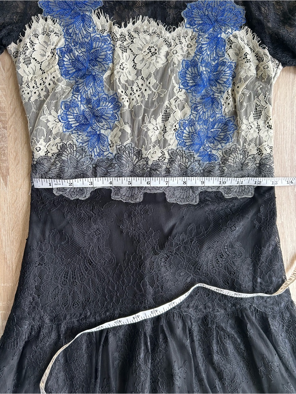 Sandro Paris Lace Floral-Accent Mini Dress Black White Blue 4 S Small - Picture 11 of 12